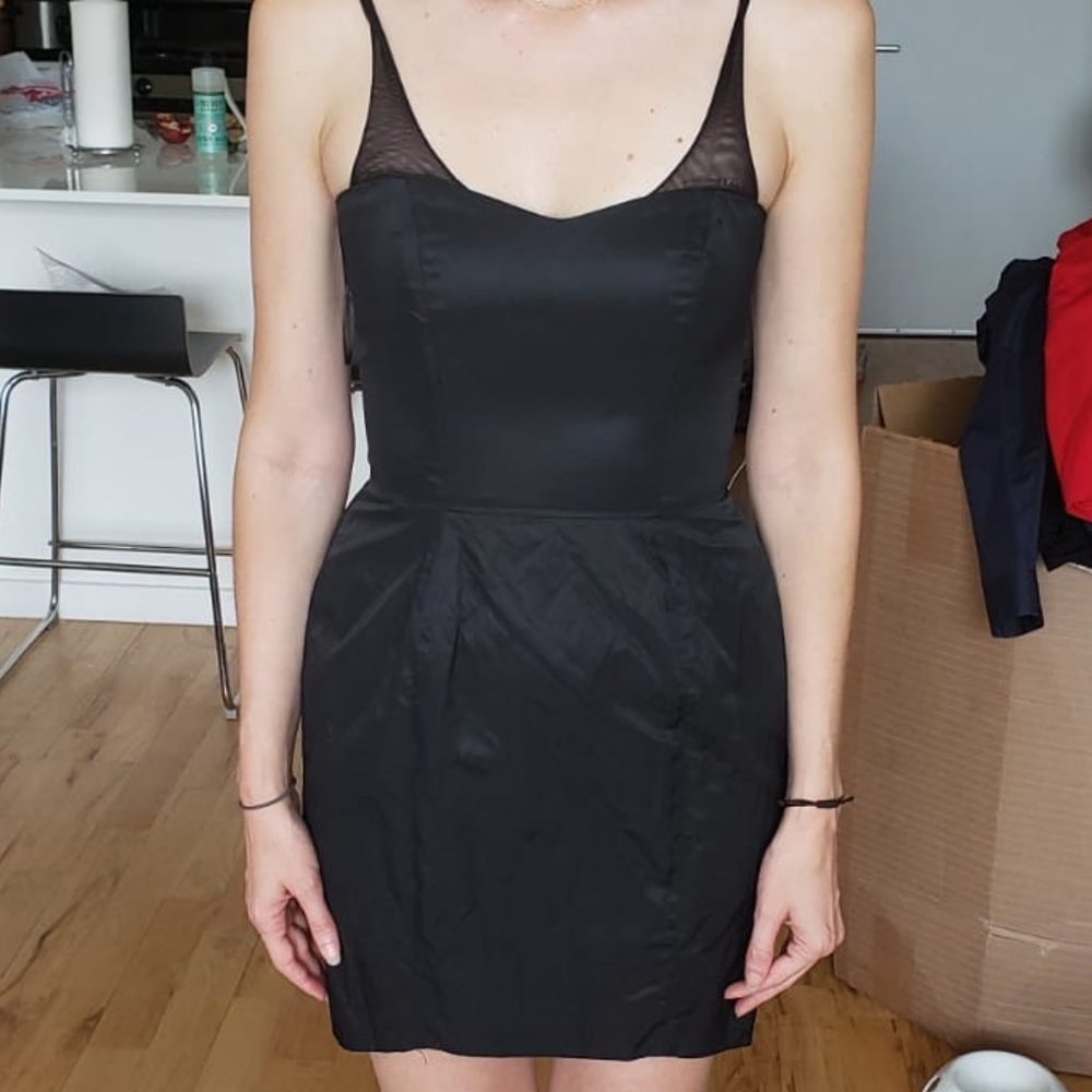 Carolina Aubele Taffeta Black Mini Dress W Boning